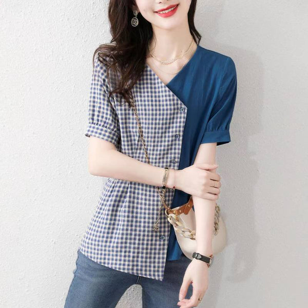 Cotton-Blend A-Line Casual Shirts & Tops