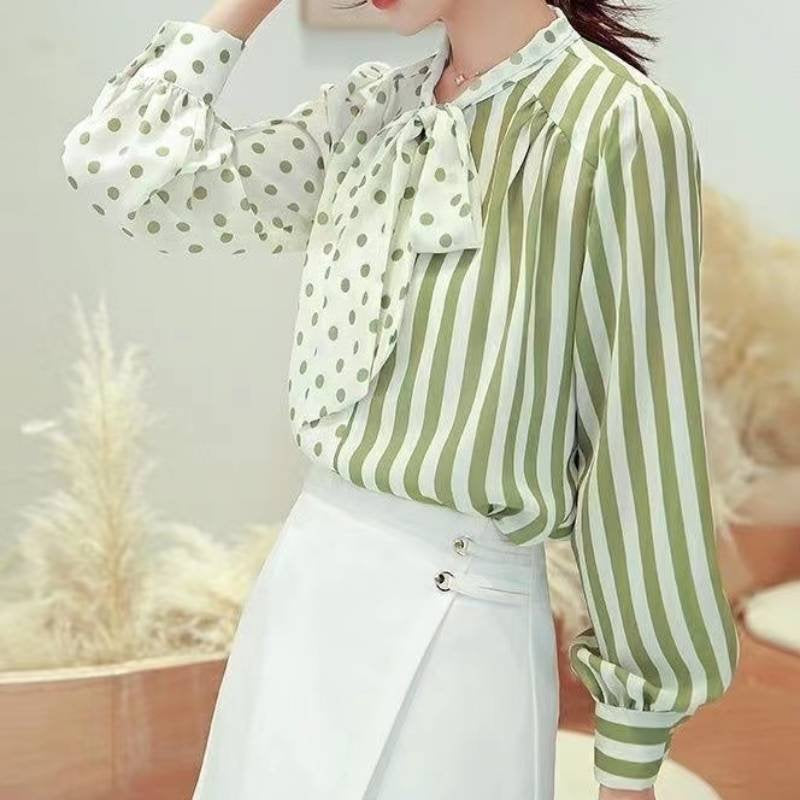 Lightgreen Shift Polka Dots Casual Shirts & Tops