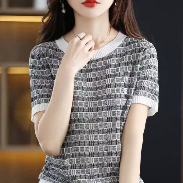 Short Sleeve Casual Checkered/plaid Shirts & Tops