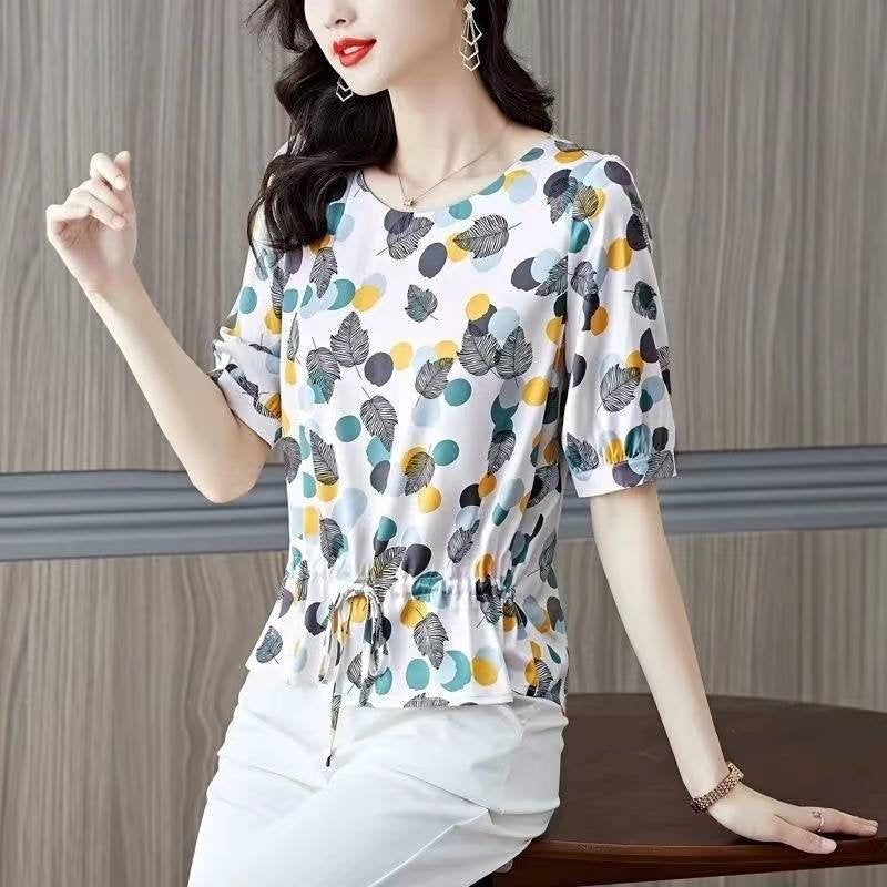 A-Line Floral Short Sleeve Shirts & Tops