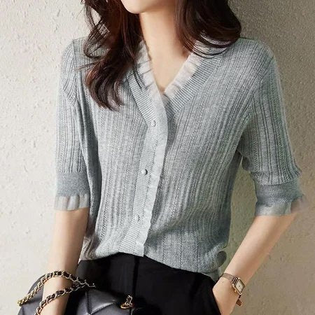 Casual Tulle Half Sleeve Shirts & Tops