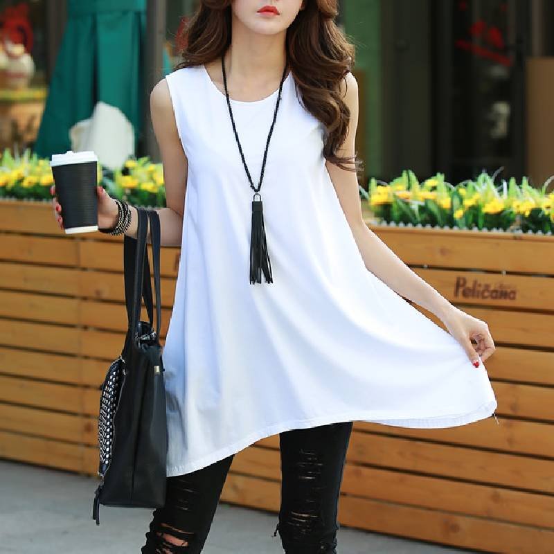 Cotton-Blend Casual Sleeveless Shirts & Tops