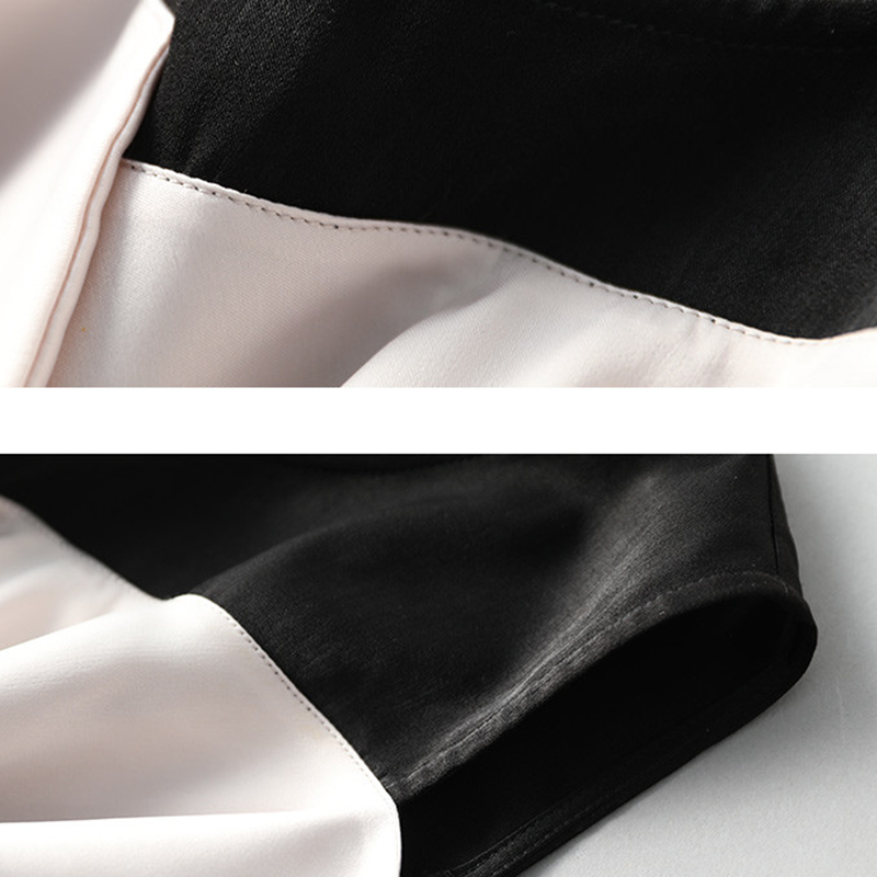 Black Shift Cold Shoulder Silk-Chiffon Shirts & Tops