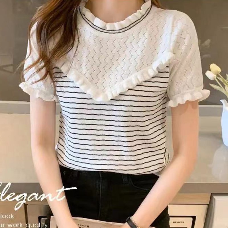 Striped Casual Short Sleeve Shirts & Tops