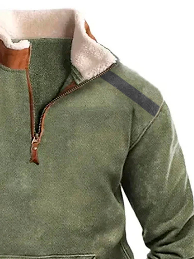 Men's Basic Quarter-Zip Stand Collar Sweatshirt