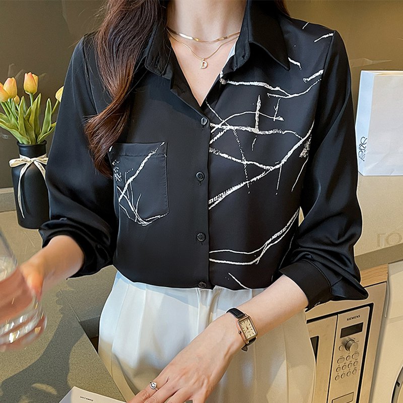 Geometric Casual Shift Printed Long Sleeve Shirts & Tops