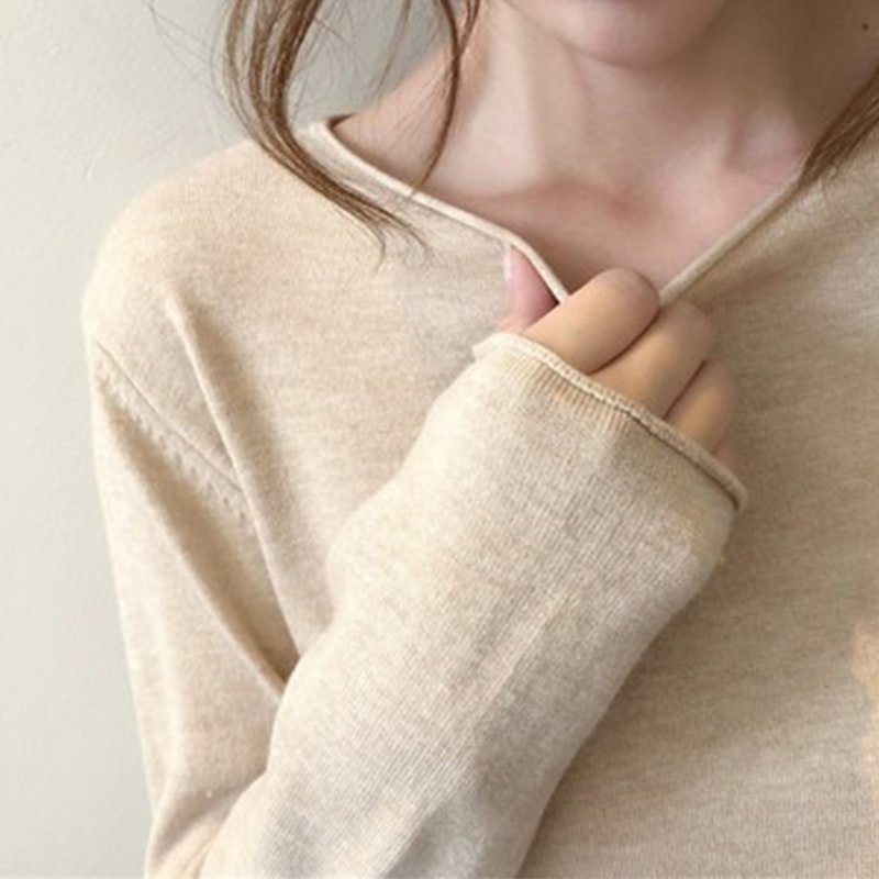 Casual Long Sleeve Knitted Shirts & Tops