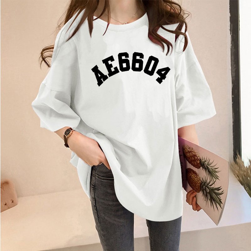 Letter Short Sleeve Casual Shirts & Tops