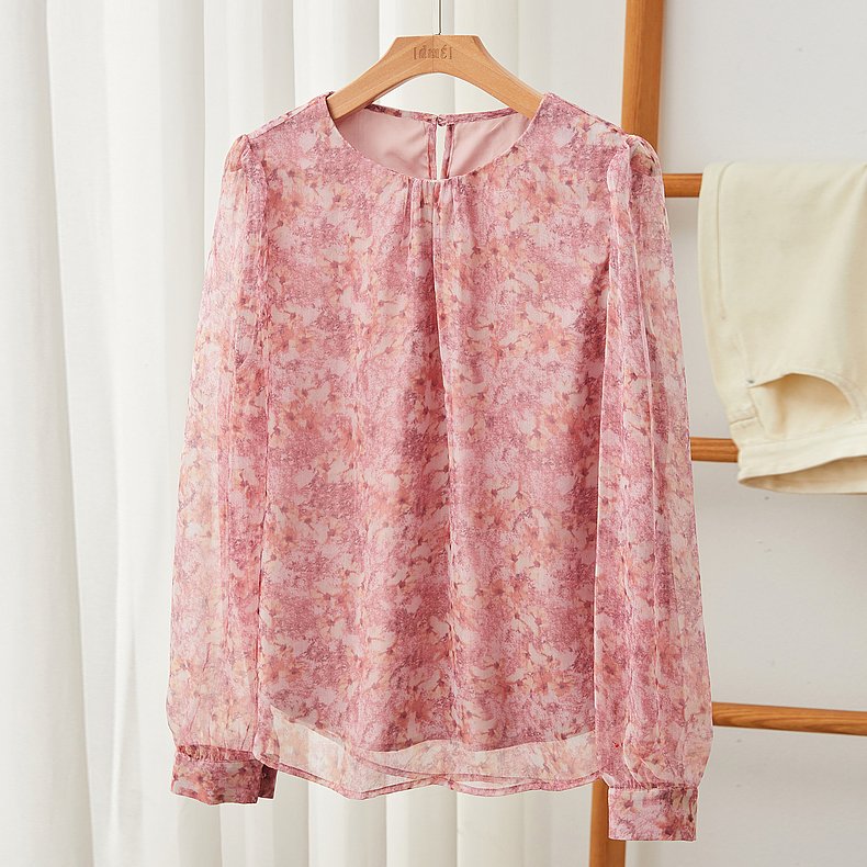 Women Summer&Spring Shift Long Sleeve Floral Shirts & Tops