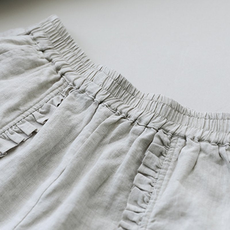 Cotton-Blend Casual Pockets Pants