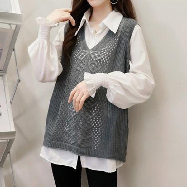 Knitted Sleeveless Cutout Cocoon Vests