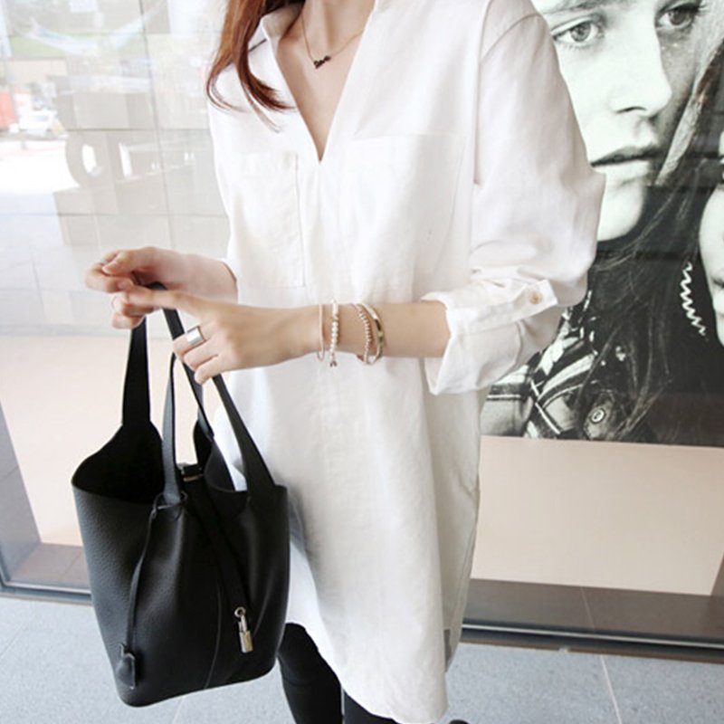 White Casual Long Sleeve Shirts & Tops