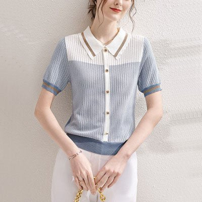 Short Sleeve Knitted Shirts & Tops