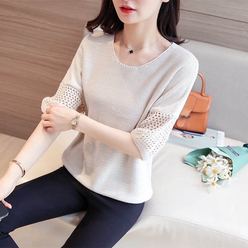 Casual Half Sleeve Cotton-Blend Knitted Shirts & Tops