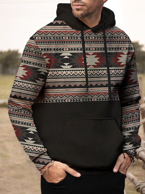 Men's Vintage Western Ethnic Pattern Long Sleeve Hoodie