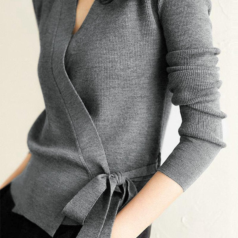 Plain Long Sleeve V Neck Shift Sweater