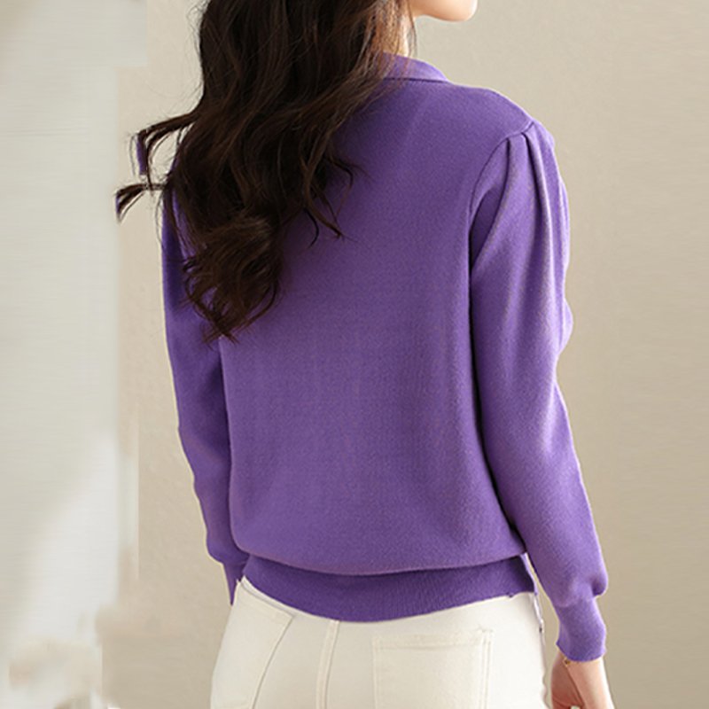 Purple Shift Knitted Sweet Sweater