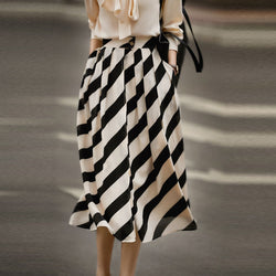 Apricot Stripes Casual Printed A-Line Skirts
