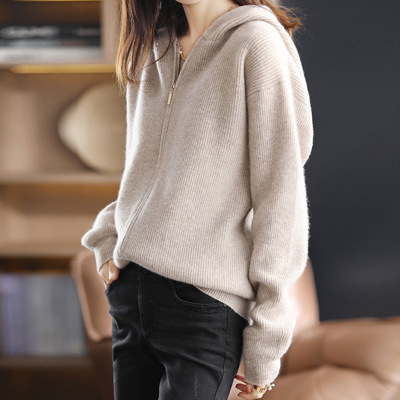 Casual Knitted Plain Long Sleeve Sweater
