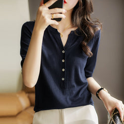 Casual Knitted Half Sleeve Shirts & Tops