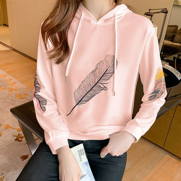 Embroidered Geometric Casual Long Sleeve Sweatshirt