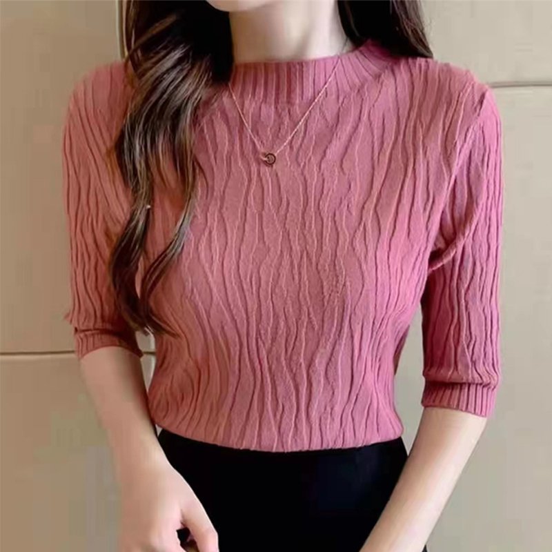 Knitted Sheath Casual Shirts & Tops