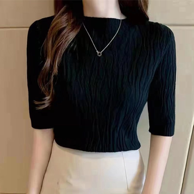 Knitted Sheath Casual Shirts & Tops