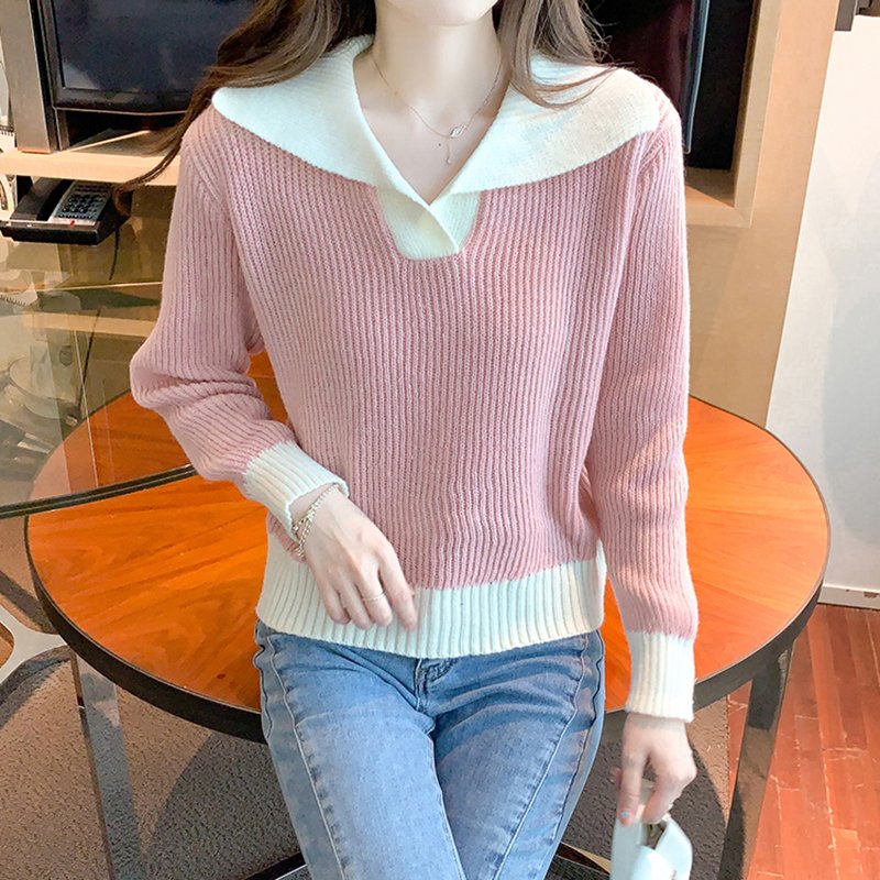 Women Long Sleeve Holiday Turn-down Collar Sweater