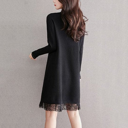 Women Shift Casual Solid Half Turtleneck Pullover knitted Dresses