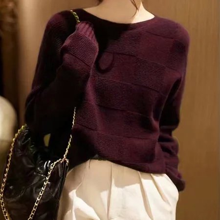 Women Holiday Round Neck Knitted Sweater