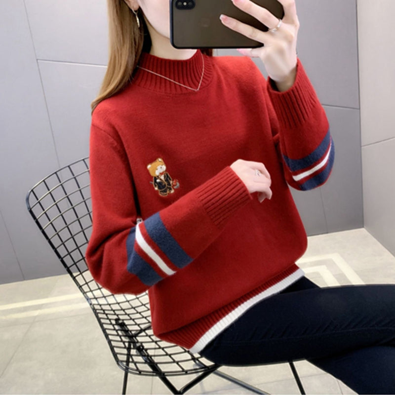 Women Shift Cute Long Sleeve Half Turtleneck Sweater
