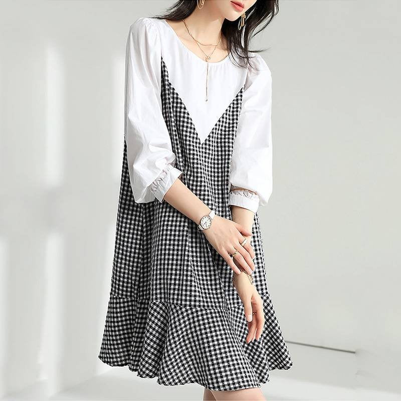 Long Sleeve Checkered/plaid Dresses