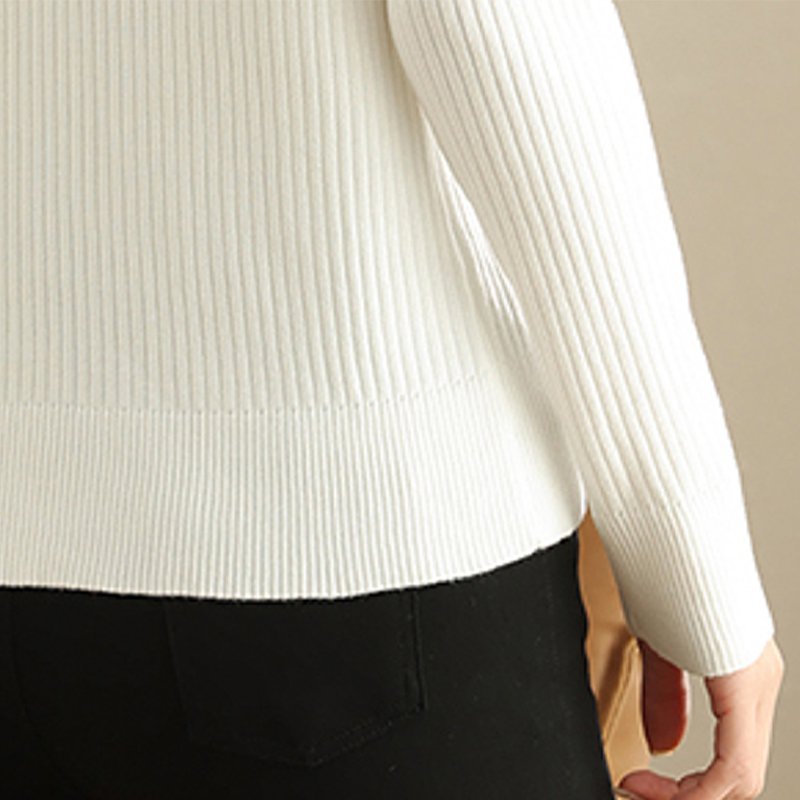 White Long Sleeve Knitted Embroidered Sweater