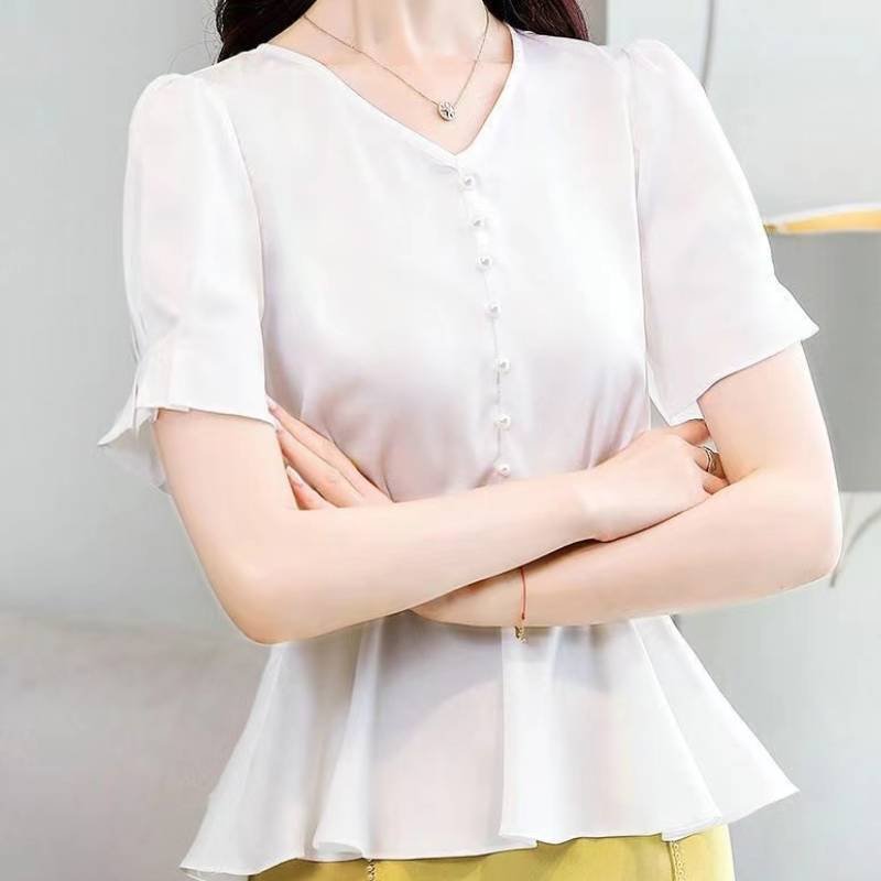 A-Line Short Sleeve Plain Shirts & Tops