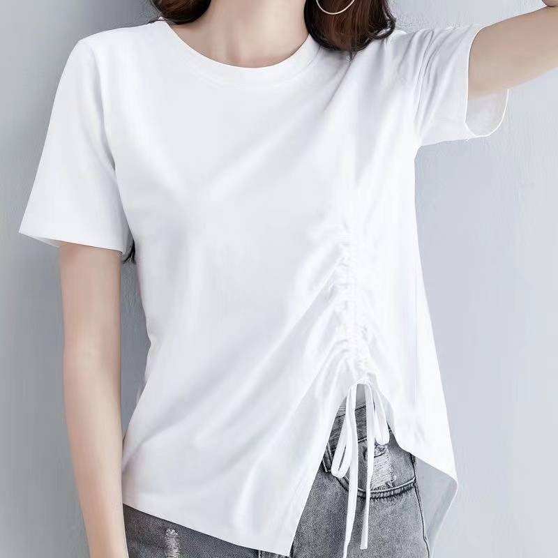 Lace-up Drawstring Irregular Shirts & Tops
