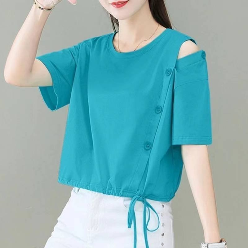 Casual Cotton-Blend Plain Shift Shirts & Tops