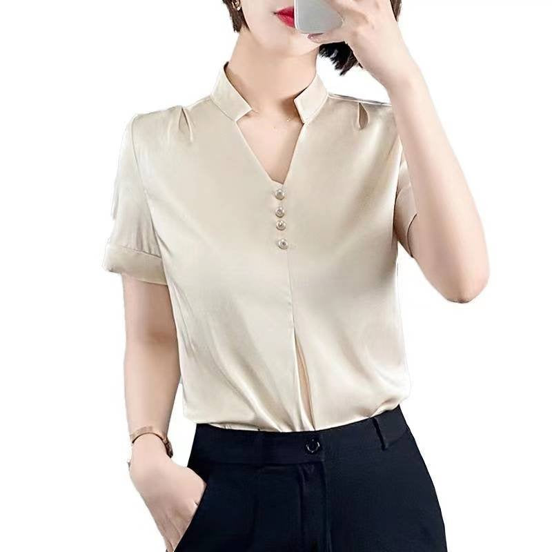 Short Sleeve Plain Shift Shirts & Tops