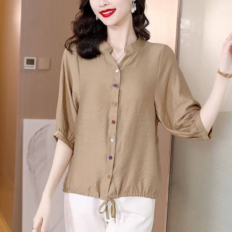 3/4 Sleeve Casual Cotton-Blend Shirts & Tops