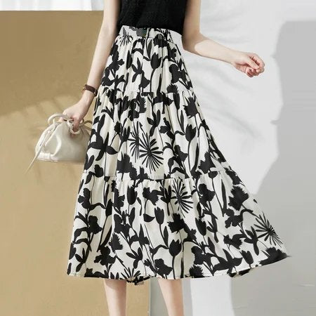 As Picture Printed Floral Casual Skirts