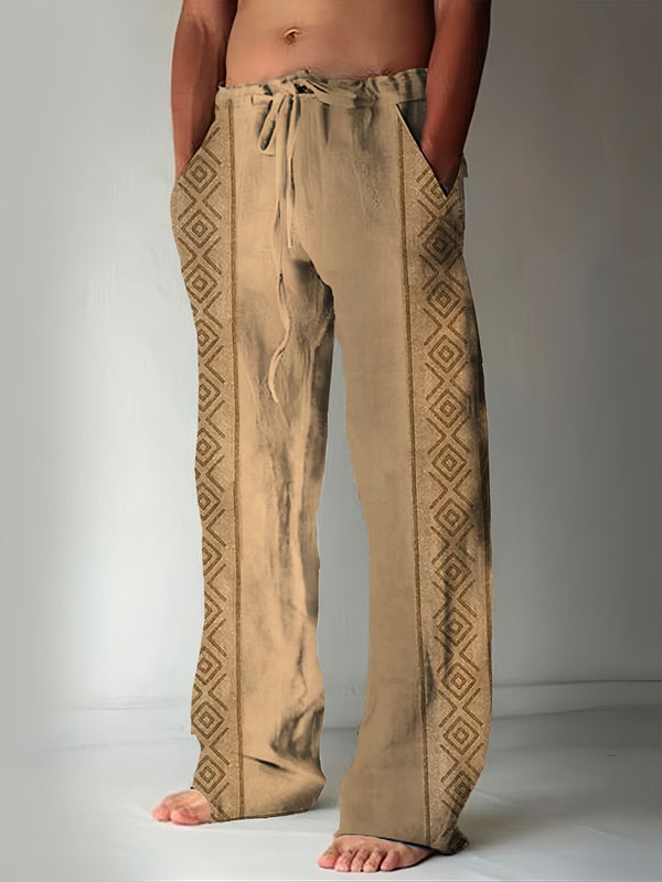 Retro Geometric Azcott Print Men's Casual Trousers