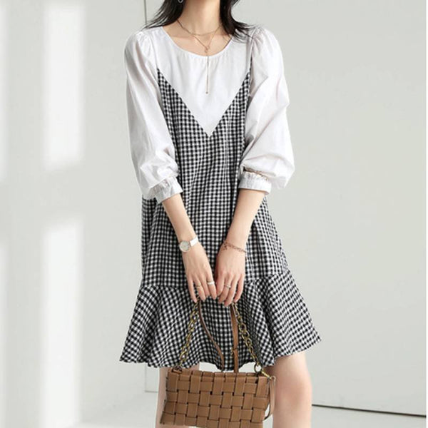 Long Sleeve Checkered/plaid Dresses
