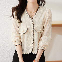 Apricot Long Sleeve Embroidered Floral Shift Shirts & Tops