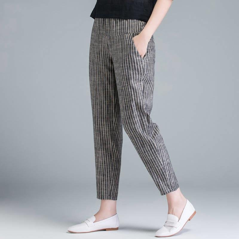 Pockets Casual Striped Pants