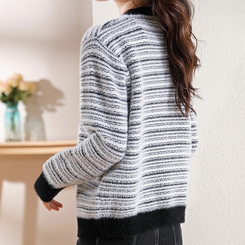 Vintage Long Sleeve Stripes Sweater