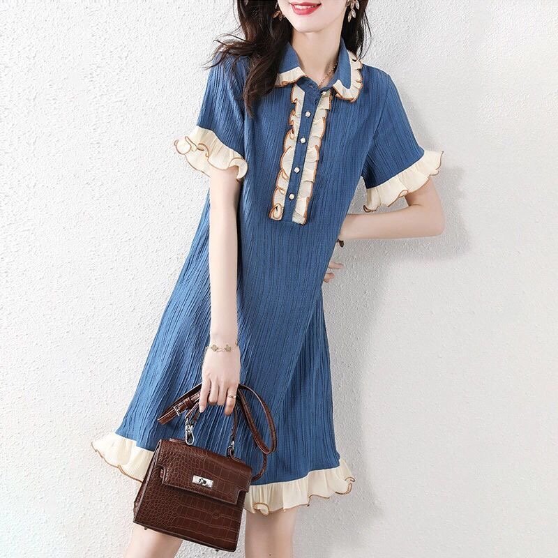 Blue Short Sleeve Dresses
