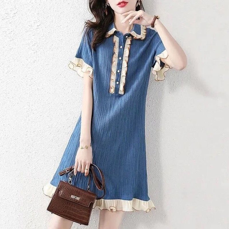 Blue Short Sleeve Dresses