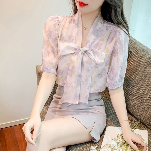 Long Sleeve Casual Silk-Chiffon Shirts & Tops