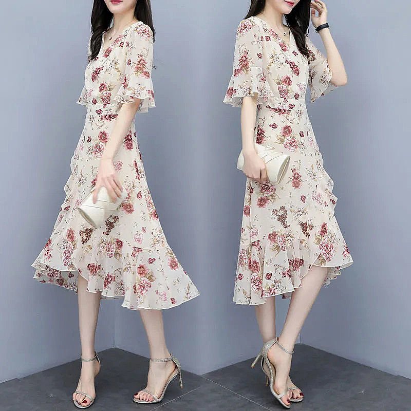 Short Sleeve Floral Dresses