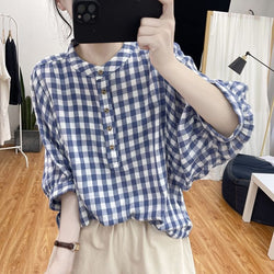 Casual Checkered/plaid Cotton-Blend Shirts & Tops