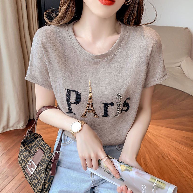 Casual Short Sleeve Letter Shirts & Tops